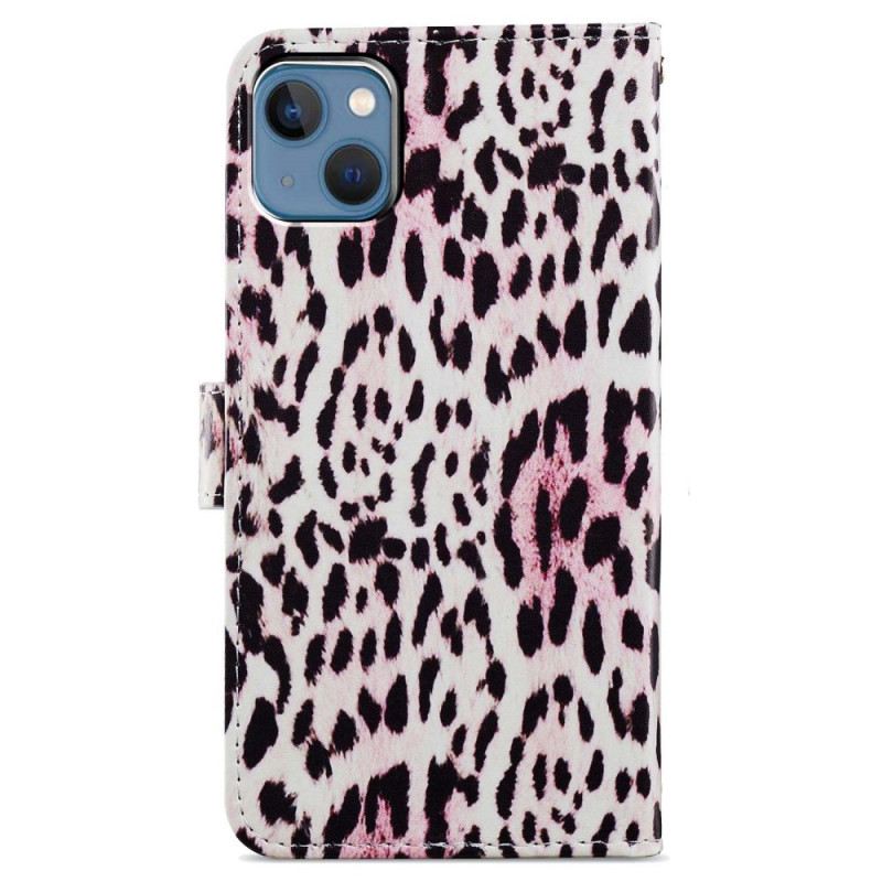 Futrola iPhone 15 Plus Efekt Leopardove Kože S Remenom