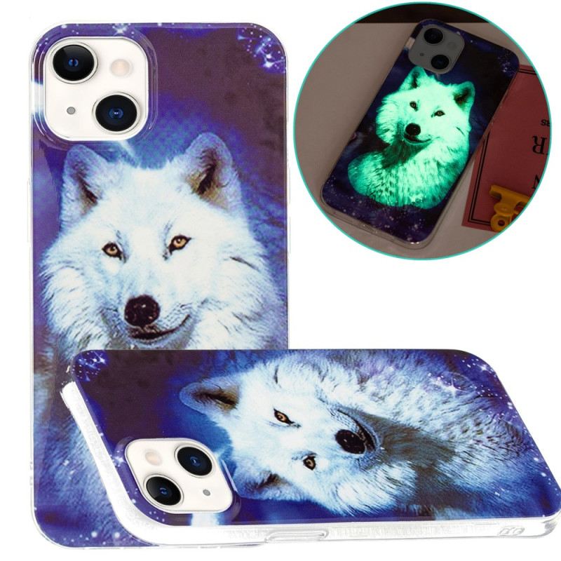 Maskica iPhone 15 Plus Fluorescentni Bijeli Vuk