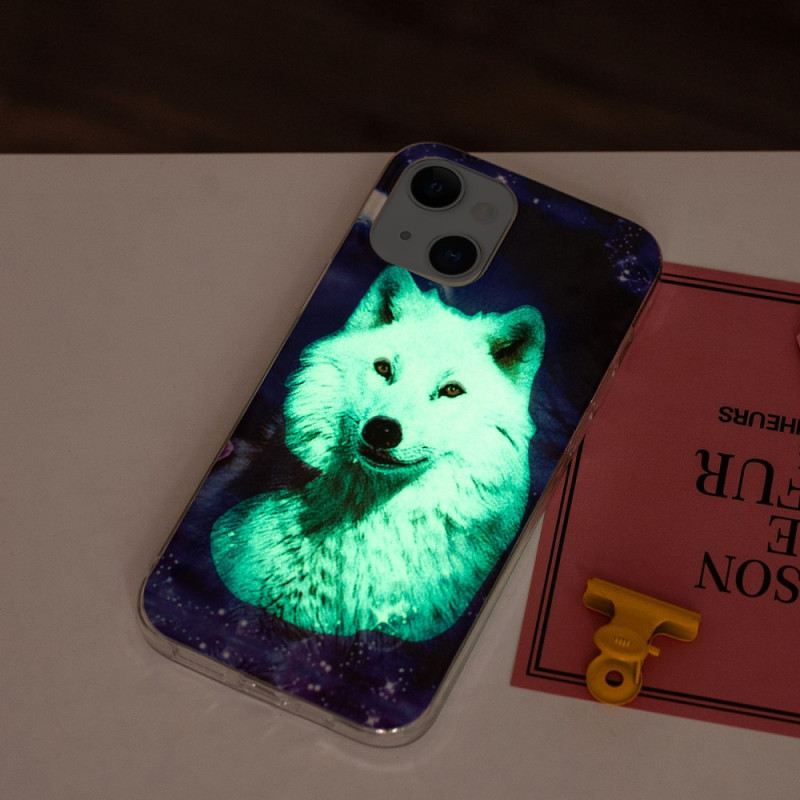 Maskica iPhone 15 Plus Fluorescentni Bijeli Vuk