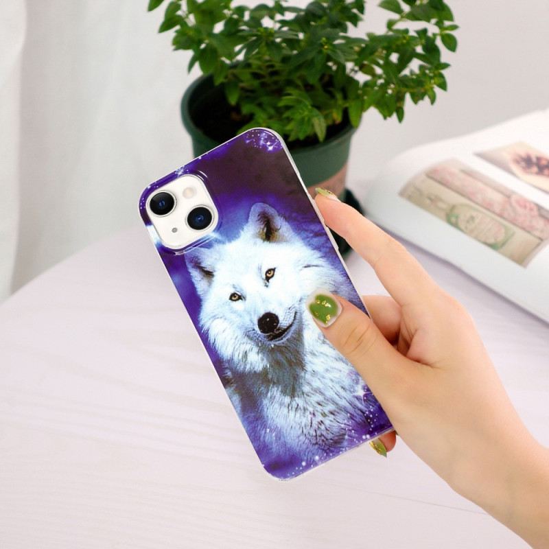 Maskica iPhone 15 Plus Fluorescentni Bijeli Vuk