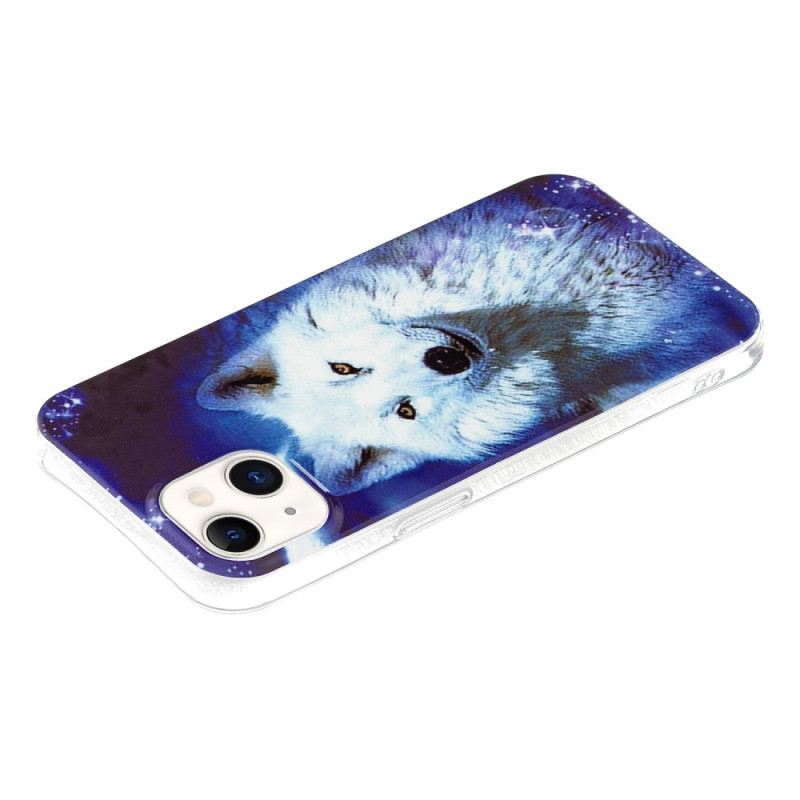 Maskica iPhone 15 Plus Fluorescentni Bijeli Vuk