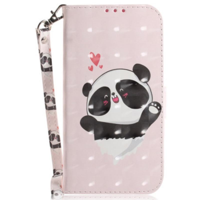 Kožna Futrola Za Motorola Edge 50 Ultra Panda Love With Strap