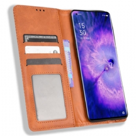 Flip Futrola Oppo Find X5 Kožna Futrola Efekt Stilizirane Vintage Kože