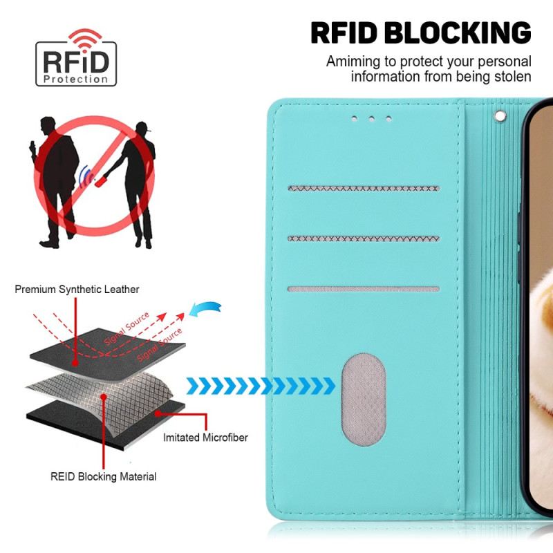 Kožna Futrola Za Xiaomi 14t Blokiranje Rfid Uzorka Mačića