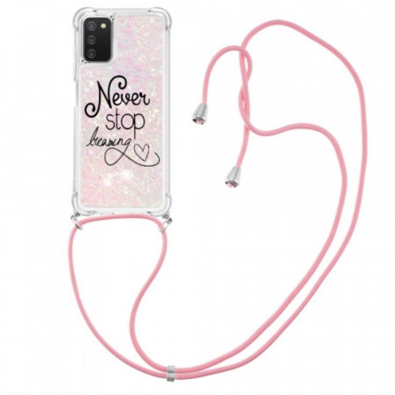 Maskica Samsung Galaxy A03s Never Stop Glitter Drawstring