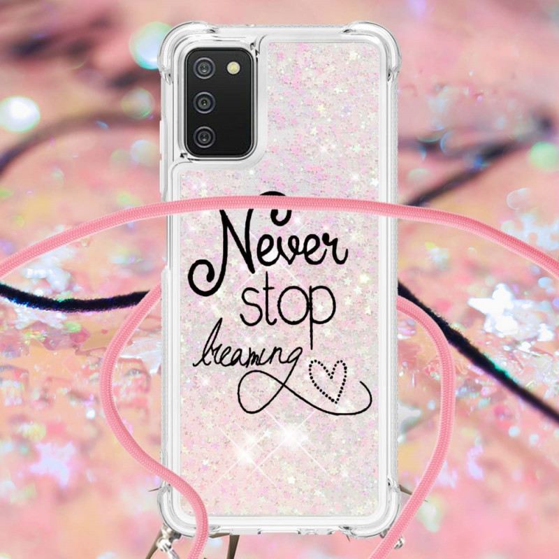 Maskica Samsung Galaxy A03s Never Stop Glitter Drawstring