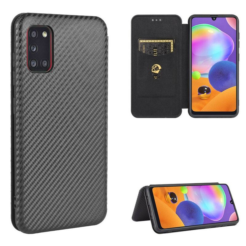 Flip Futrola Samsung Galaxy A31 Kožna Futrola Karbonska Vlakna