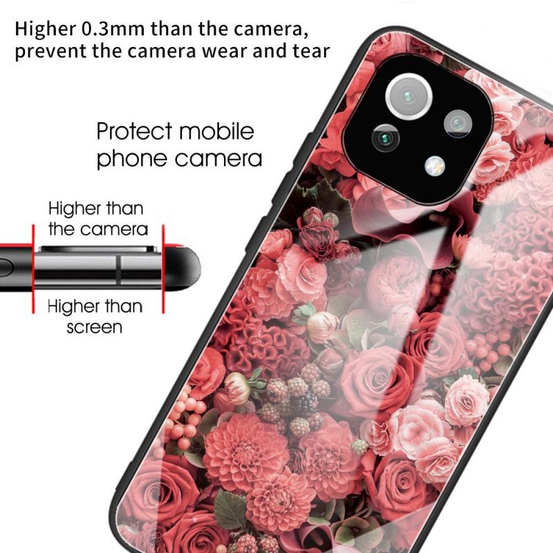 Maskica Xiaomi Mi 11 Lite 4G / 5G / 5G NE Rose Flowers Kaljeno Staklo