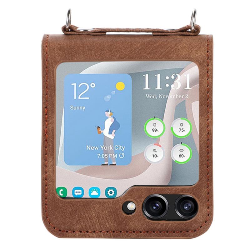 Maskica Samsung Galaxy Z Flip 5 Držač Kartica I Naramenica U Stilu Kože