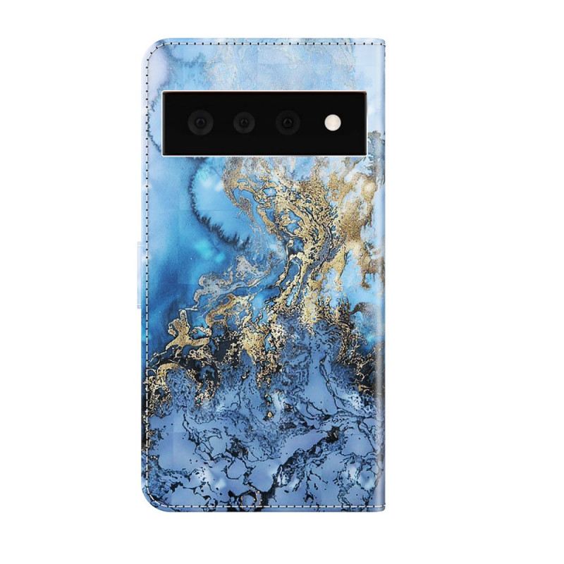 Kožna Futrola Google Pixel 6 Pro Svjetlo Mramorni Dizajn S Uzicom