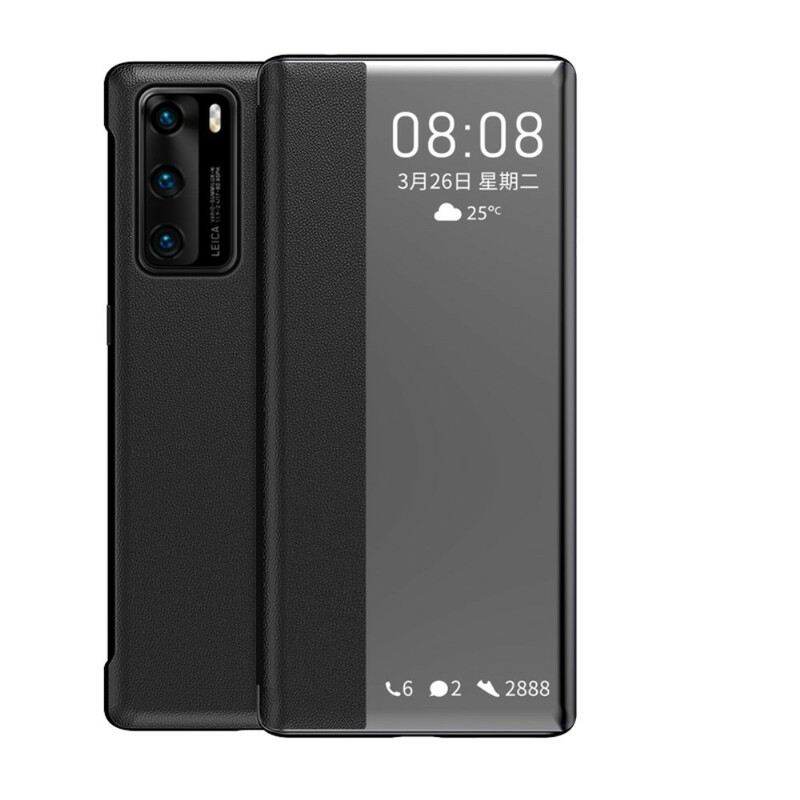 Maskica Huawei P40 Prozor Od Umjetne Kože