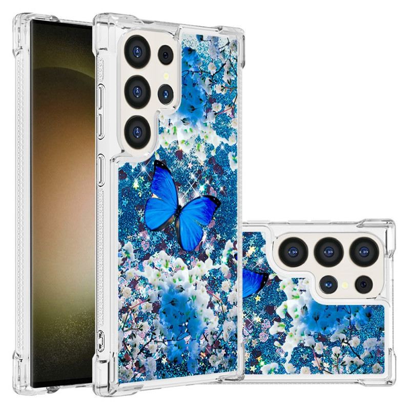 Maskica Samsung Galaxy S24 Ultra 5g Plavi Leptir Glitter