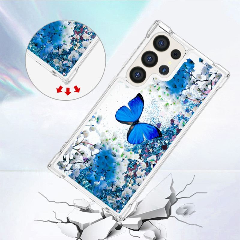 Maskica Samsung Galaxy S24 Ultra 5g Plavi Leptir Glitter