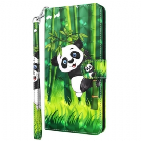 Kožna Futrola Oppo A54 5G / A74 5G Panda I Bambus S Uzicom