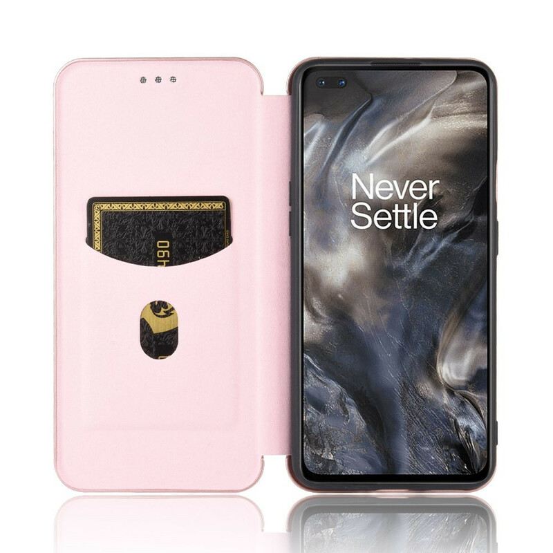 Flip Futrola OnePlus Nord Kožna Futrola Karbonski Silikon U Boji