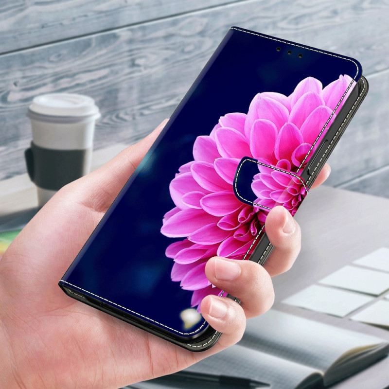 Kožna Futrola Samsung Galaxy S24 Plus 5g Ružičasto Cvijeće Na Plavoj Pozadini