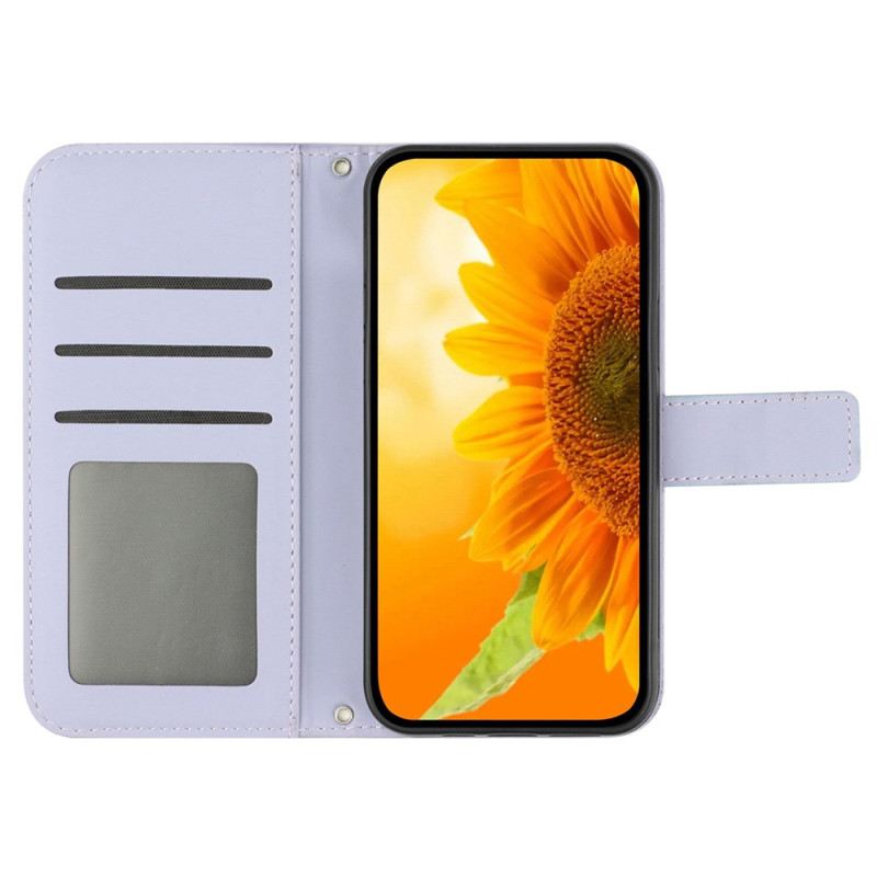 Kožna Futrola Xiaomi 14 Ultra Uzorak Suncokreta S Naramenicom