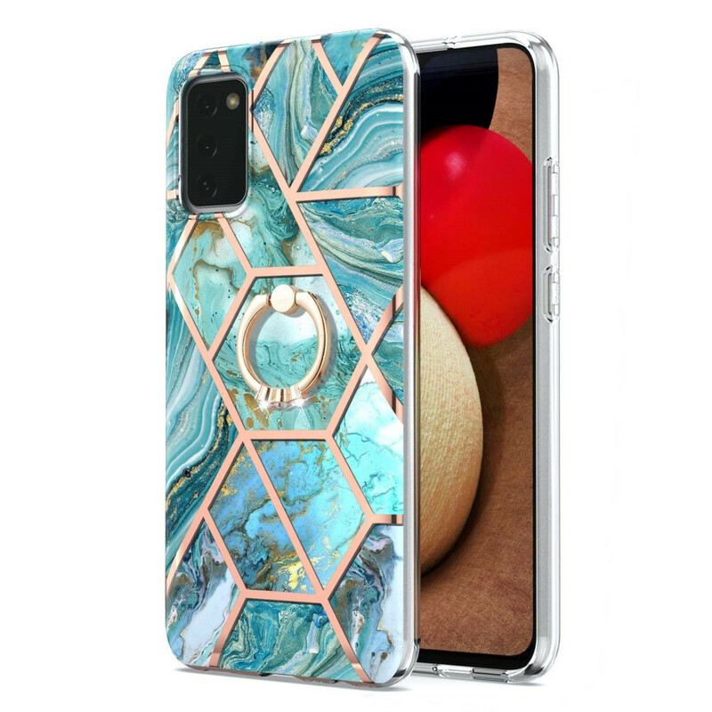 Maskica Samsung Galaxy A02s Geometrijski Mramor S Prstenastom Potporom