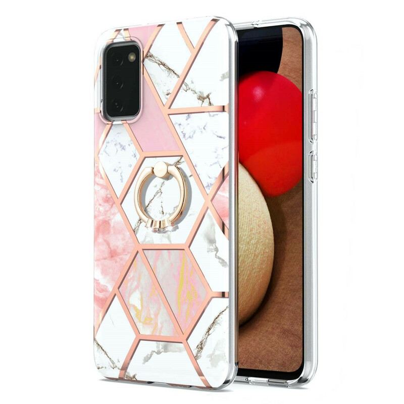 Maskica Samsung Galaxy A02s Geometrijski Mramor S Prstenastom Potporom