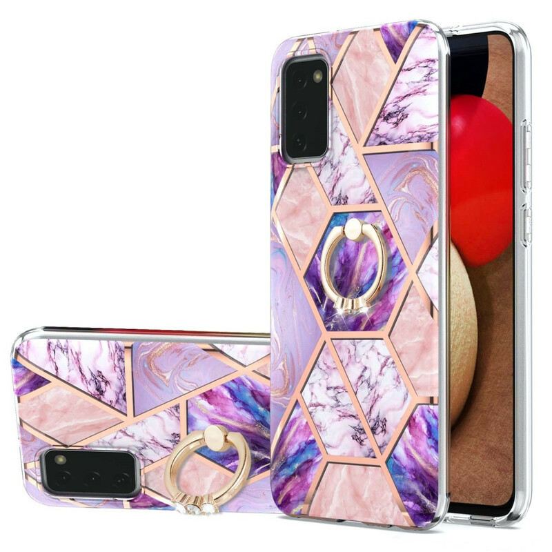 Maskica Samsung Galaxy A02s Geometrijski Mramor S Prstenastom Potporom