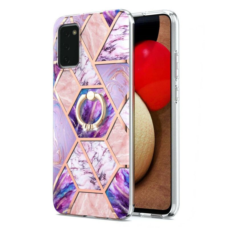 Maskica Samsung Galaxy A02s Geometrijski Mramor S Prstenastom Potporom