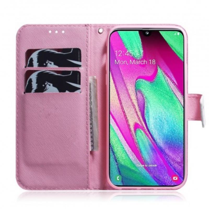 Flip Futrola Samsung Galaxy A40 Cvijet Dusty Pink