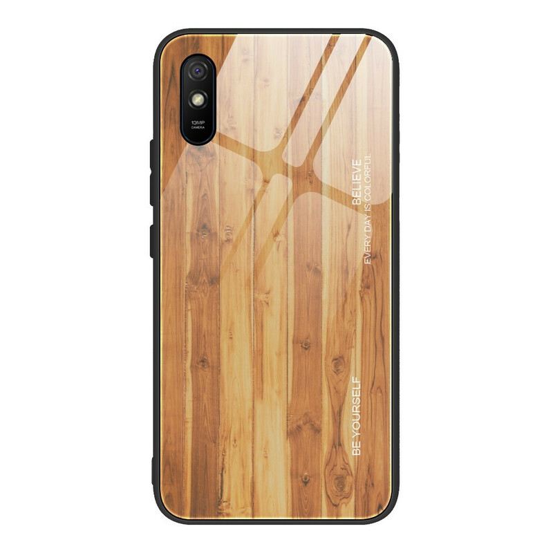 Maskica Xiaomi Redmi 9A Drveni Dizajn Kaljeno Staklo