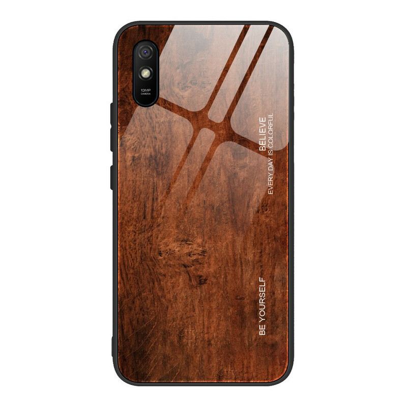 Maskica Xiaomi Redmi 9A Drveni Dizajn Kaljeno Staklo