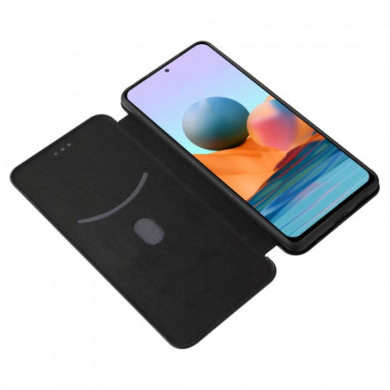 Flip Futrola Xiaomi Redmi Note 10 Pro Kožna Futrola Karbonska Vlakna S Potpornim Prstenom