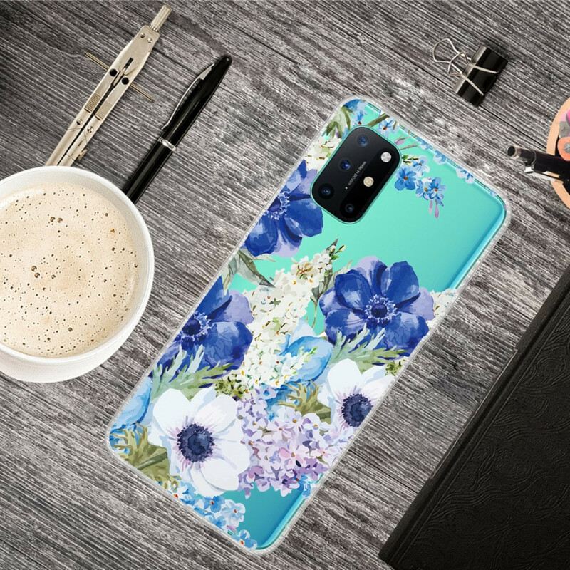 Maskica OnePlus 8T Bešavno Plavo Cvijeće U Akvarelu