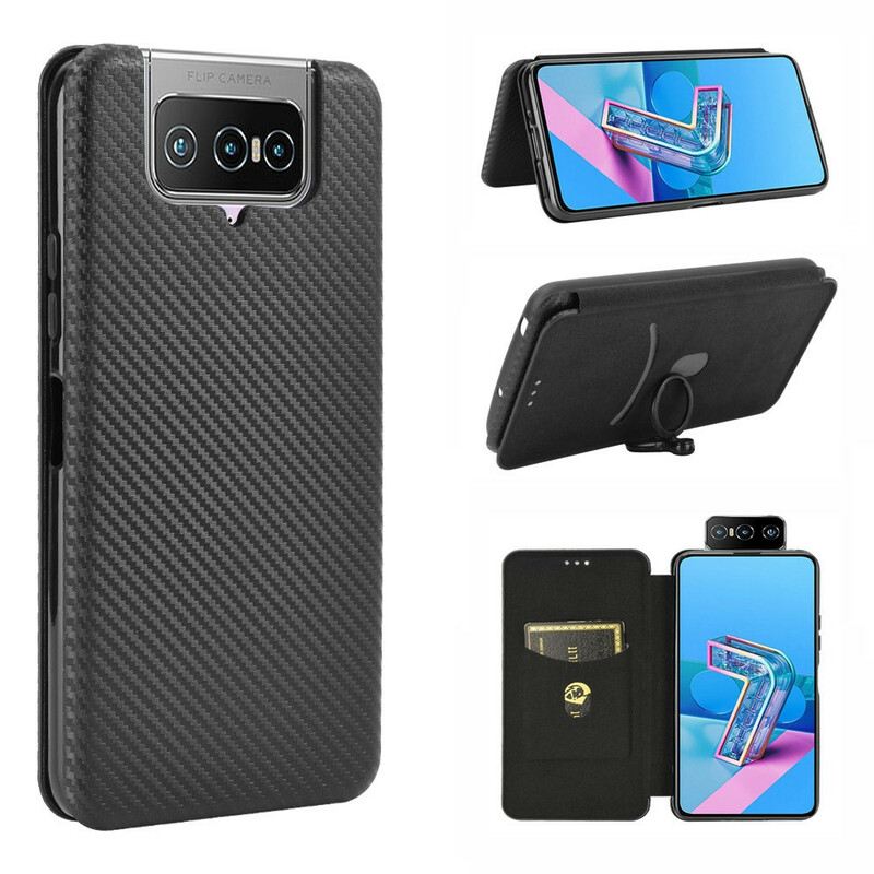 Flip Futrola Asus Zenfone 7 / 7 Pro Kožna Futrola Silikonski Ugljik