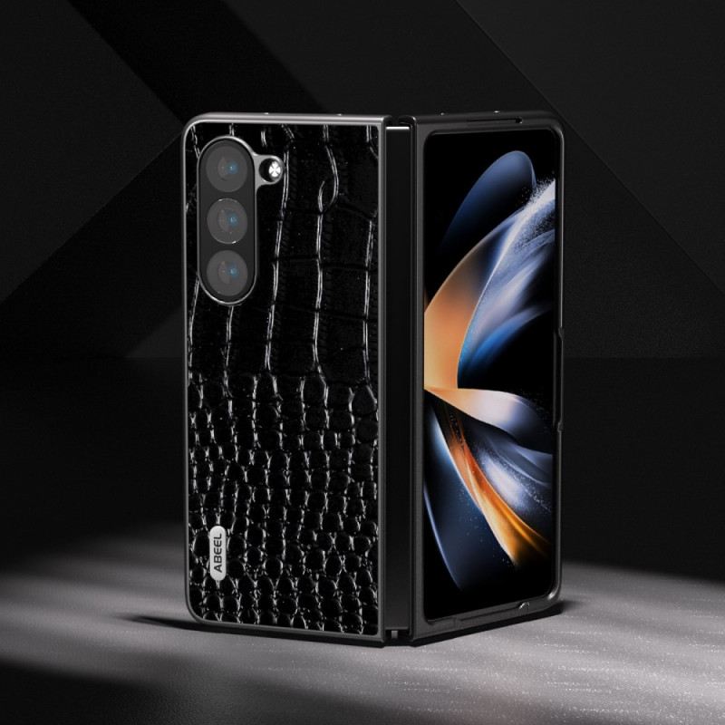 Maskica Samsung Galaxy Z Fold 5 Prava Koža S Efektom Krokodila Abeel