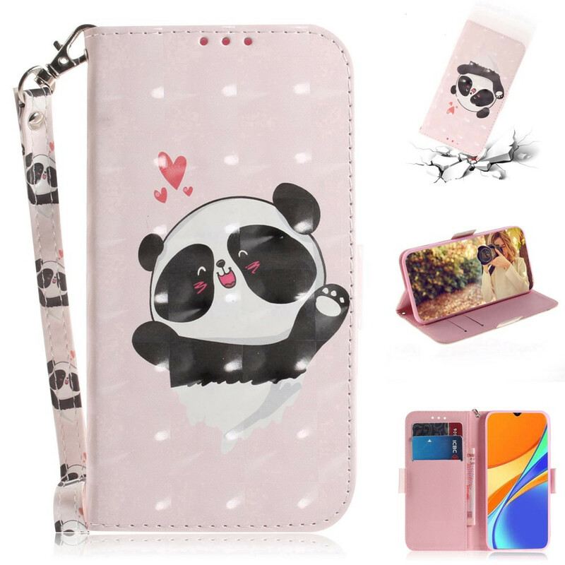 Kožna Futrola Xiaomi Redmi 9C Panda Love S Uzicom