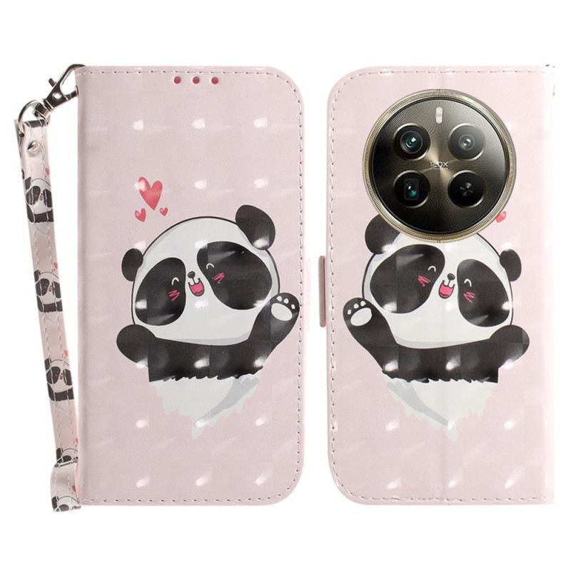 Kožna Futrola Za Realme 12 Pro / 12 Pro Plus Panda Love With Strap