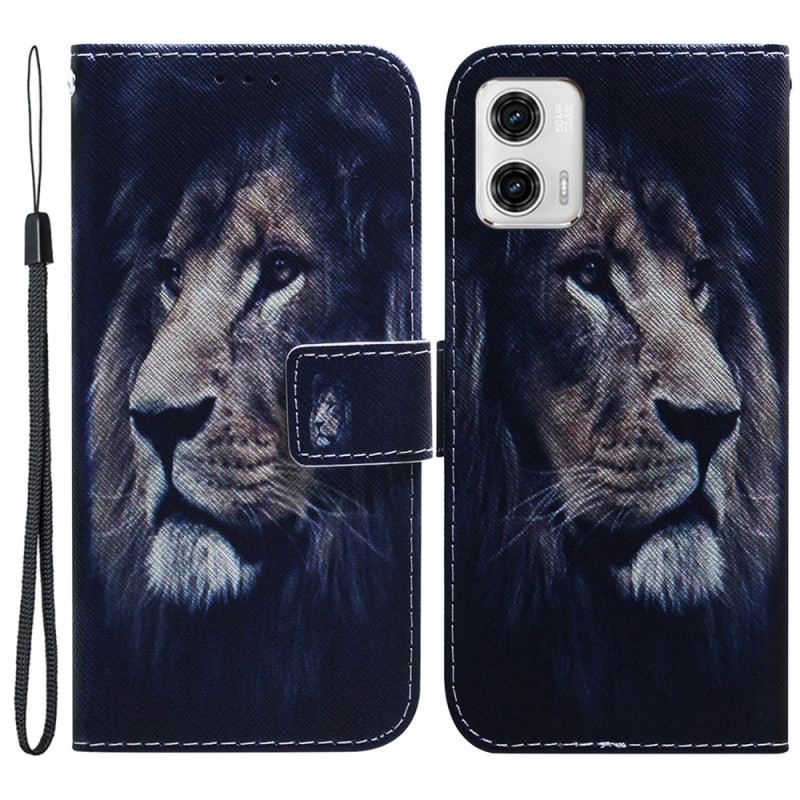 Kožna Futrola Moto G73 5G Lanyard Lion