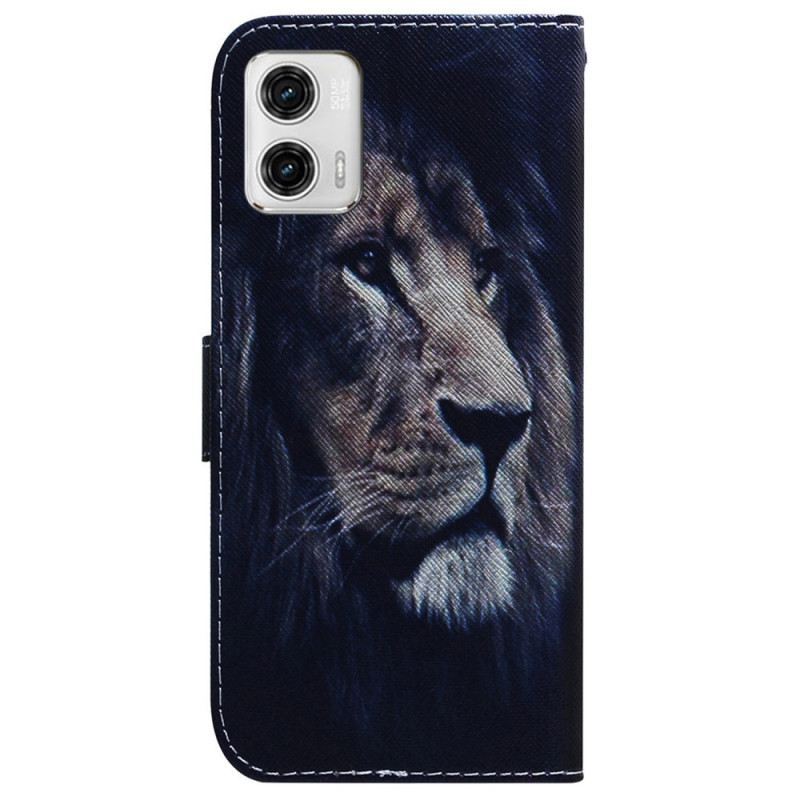 Kožna Futrola Moto G73 5G Lanyard Lion