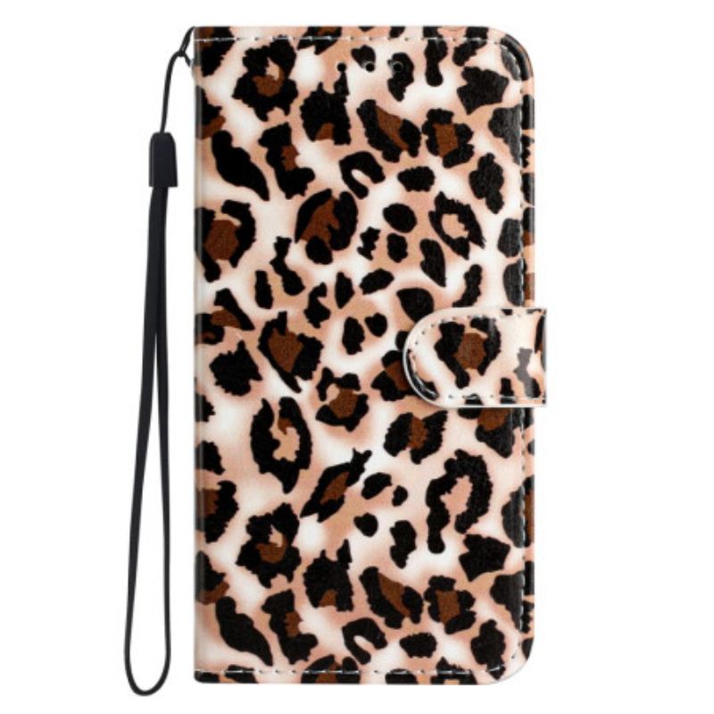 Kožna Futrola Moto G73 5G Leopard Print S Remenčićima