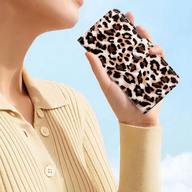 Kožna Futrola Moto G73 5G Leopard Print S Remenčićima