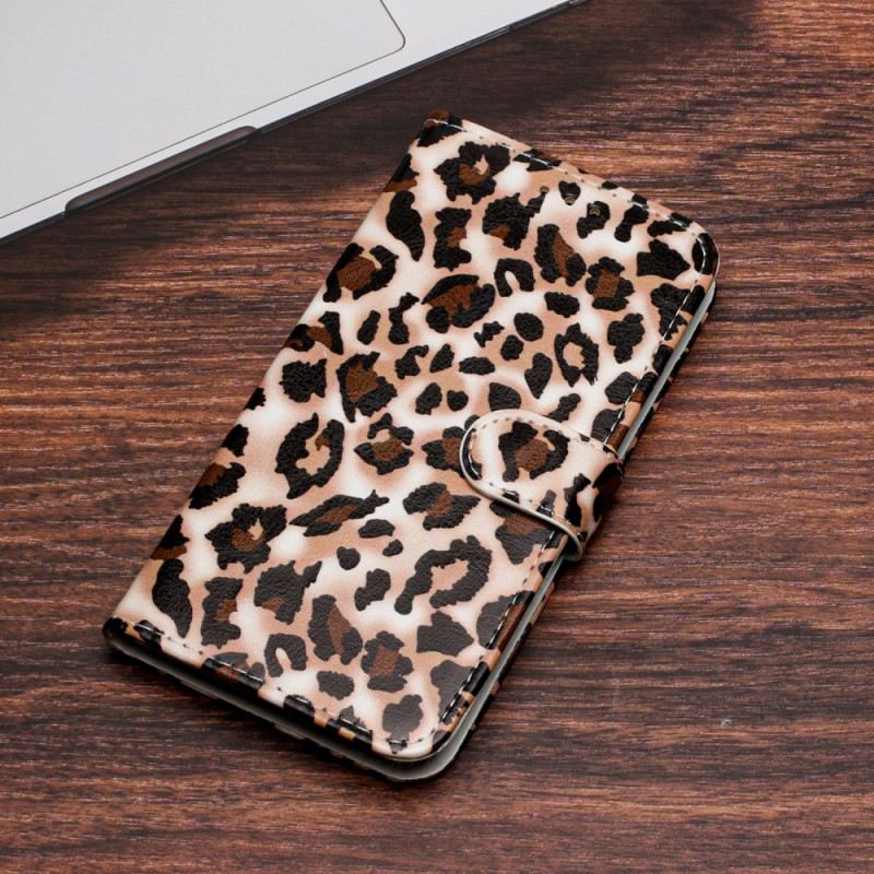 Kožna Futrola Moto G73 5G Leopard Print S Remenčićima