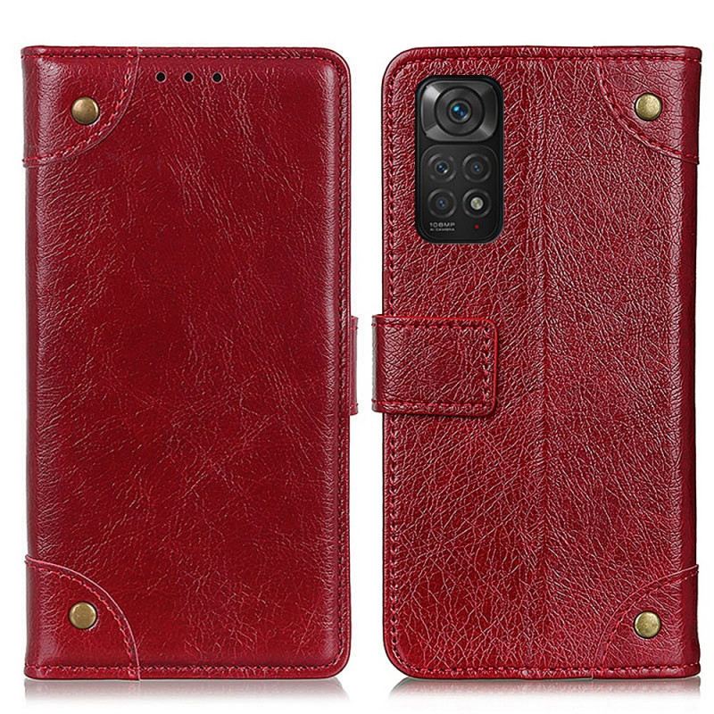 Kožna Futrola Xiaomi Redmi Note 11 / 11S Stilske Vintage Zakovice Od Nappa Kože