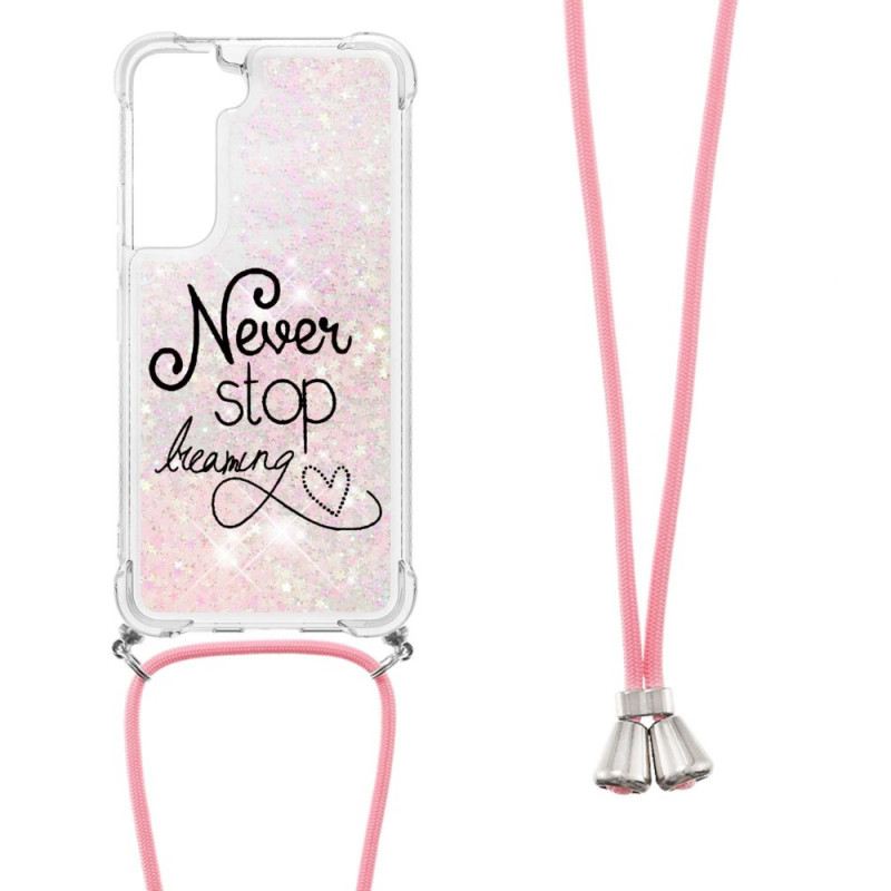 Maskica Samsung Galaxy S22 Plus 5G Never Stop Glitter Drawstring