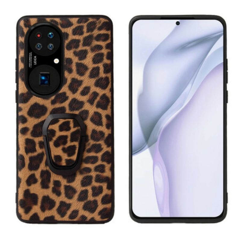 Maskica Huawei P50 Pro Prsten-potpora U Stilu Leoparda