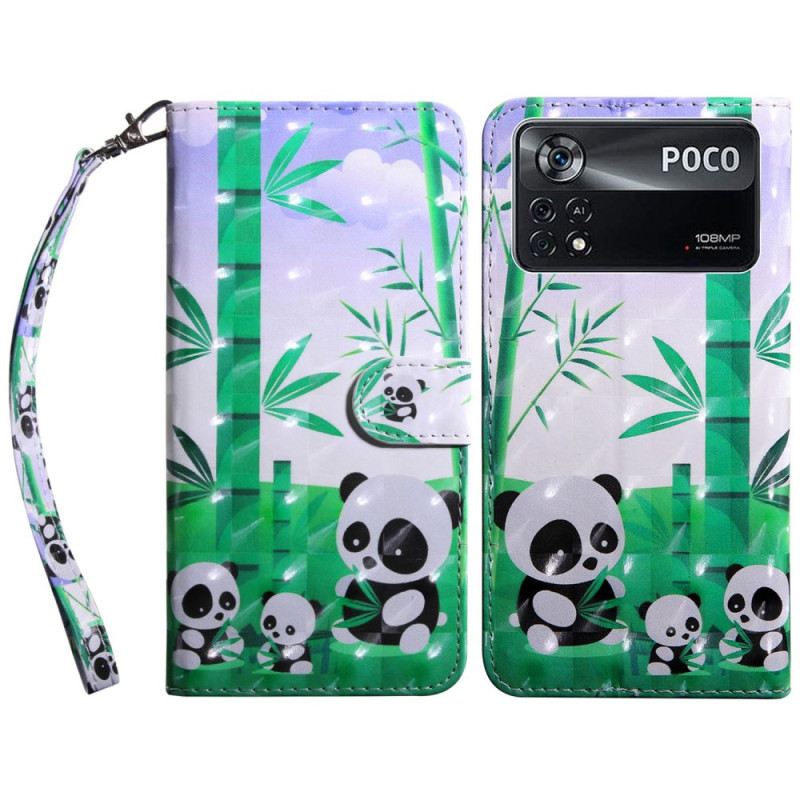 Kožna Futrola Poco X4 Pro 5G Lanyard Panda Family