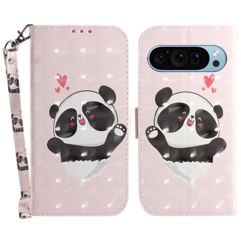 Kožna Futrola Google Pixel 9 Panda Love With Strap