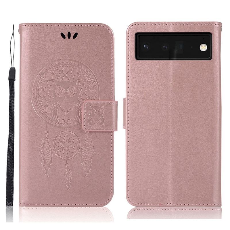 Flip Futrola Google Pixel 6 Sova S Kožnim Efektom Dreamcatcher