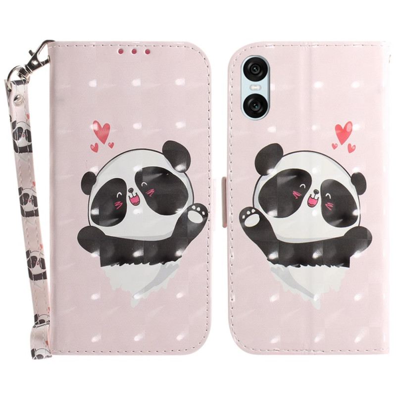 Kožna Futrola Sony Xperia 10 Vi Panda Love With Strap