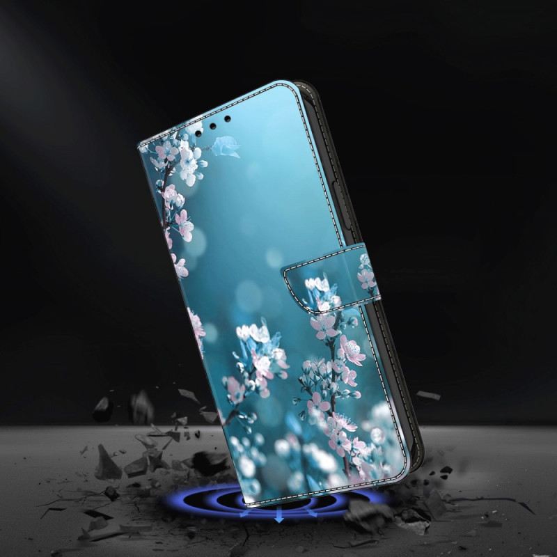 Kožna Futrola Samsung Galaxy A15 Bijelo Cvijeće