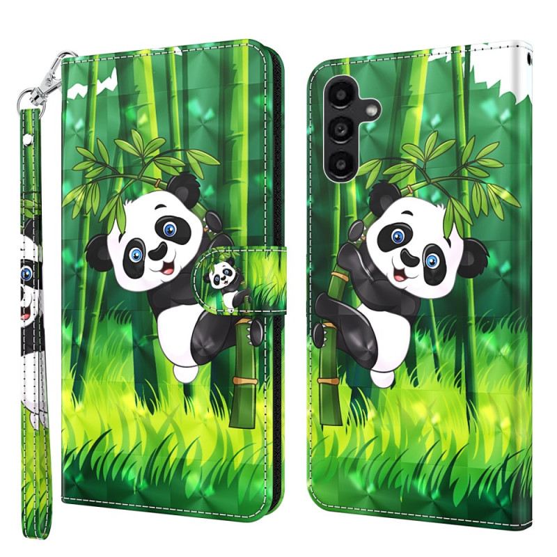 Kožna Futrola Za Samsung Galaxy A15 Panda Od Bambusa S Remenom