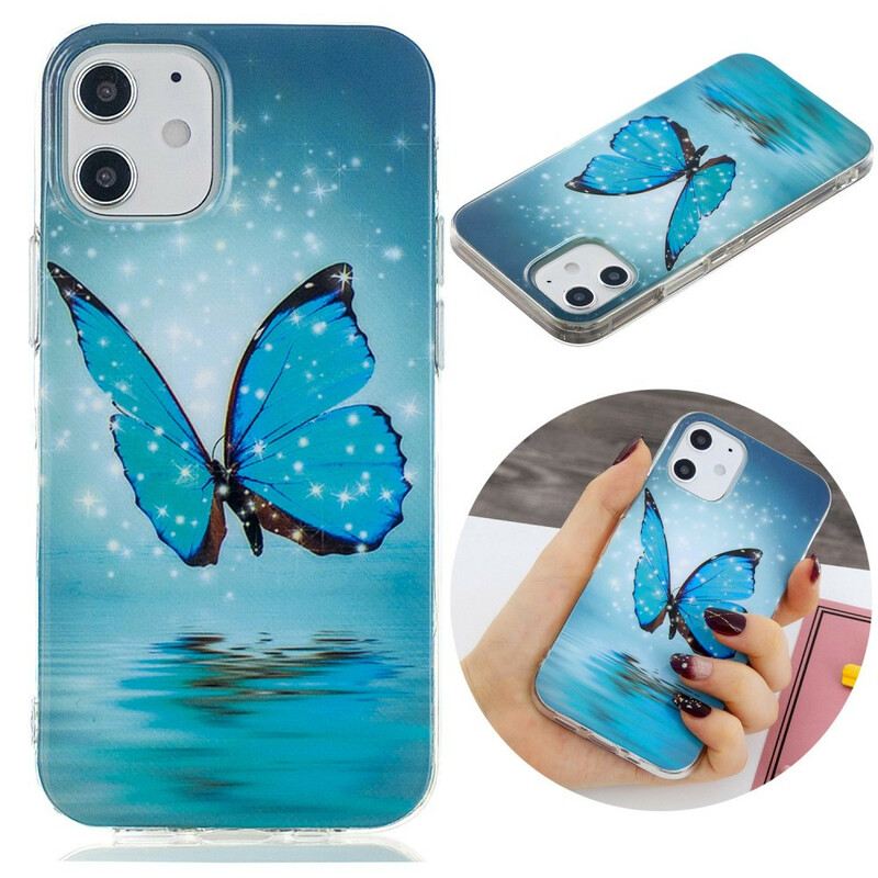 Maskica iPhone 12 Mini Fluorescentni Plavi Leptir