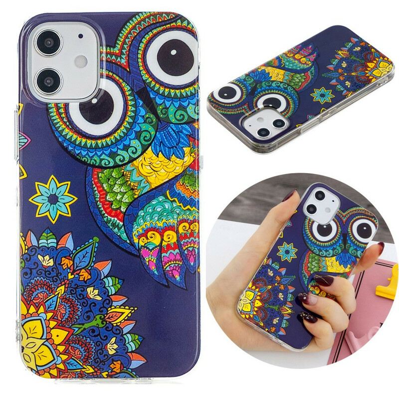 Maskica iPhone 12 Mini Mandala Fluorescentne Sove